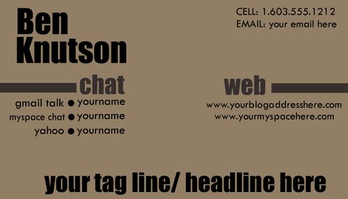 Teen personal info card brown copy