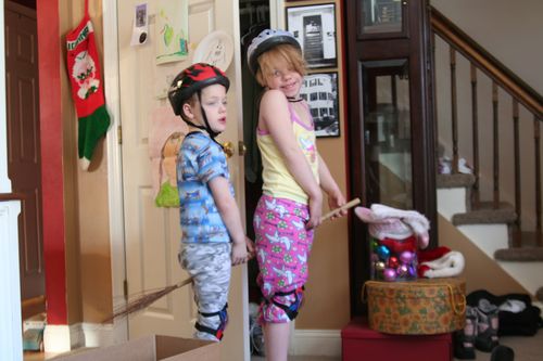 Kids playing with helmets dec 2009 (1)