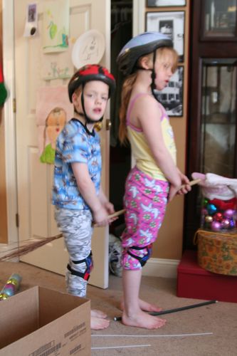 Kids playing with helmets dec 2009